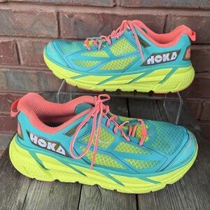 Hoka One One Womens Size 7.5 Clifton 1 Running Shoes Sneakers 1101944 Aqua Green